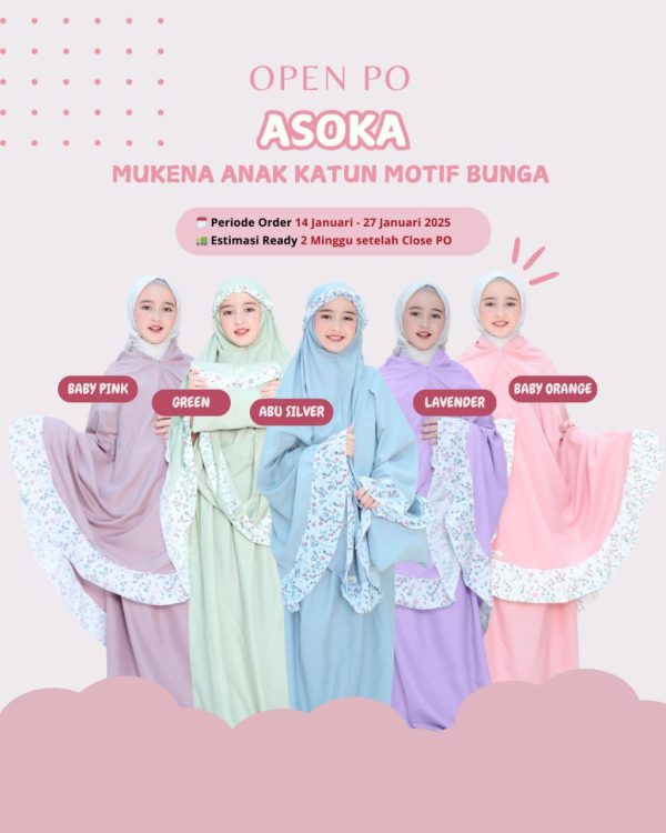 Asoka Mukena Anak Katun Motif Bunga